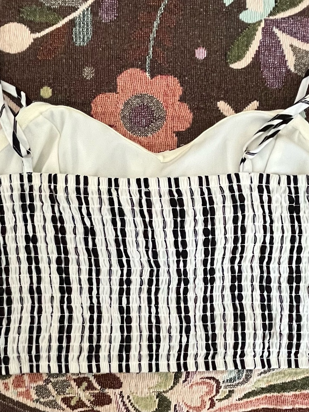 Revamped Black and White Striped Twist-Front Cami - Picture 2 of 3